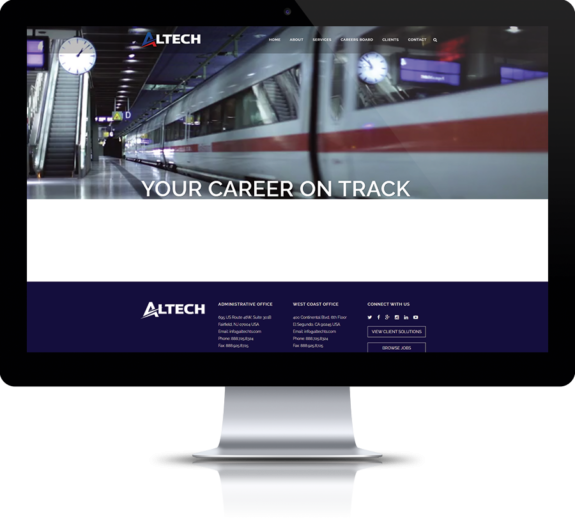 Monitor shows old, outdated Altech homepage.