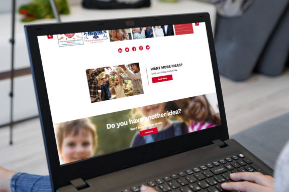 A person browses the Center for the Rights of Abused Children website on a laptop.