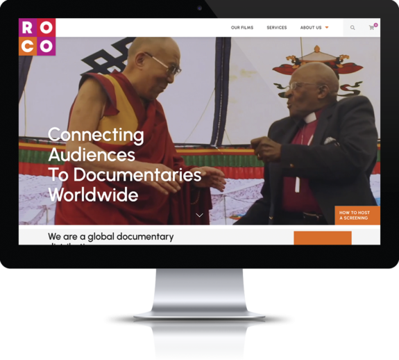 The ROCO Films webpage is showcased on a desktop.