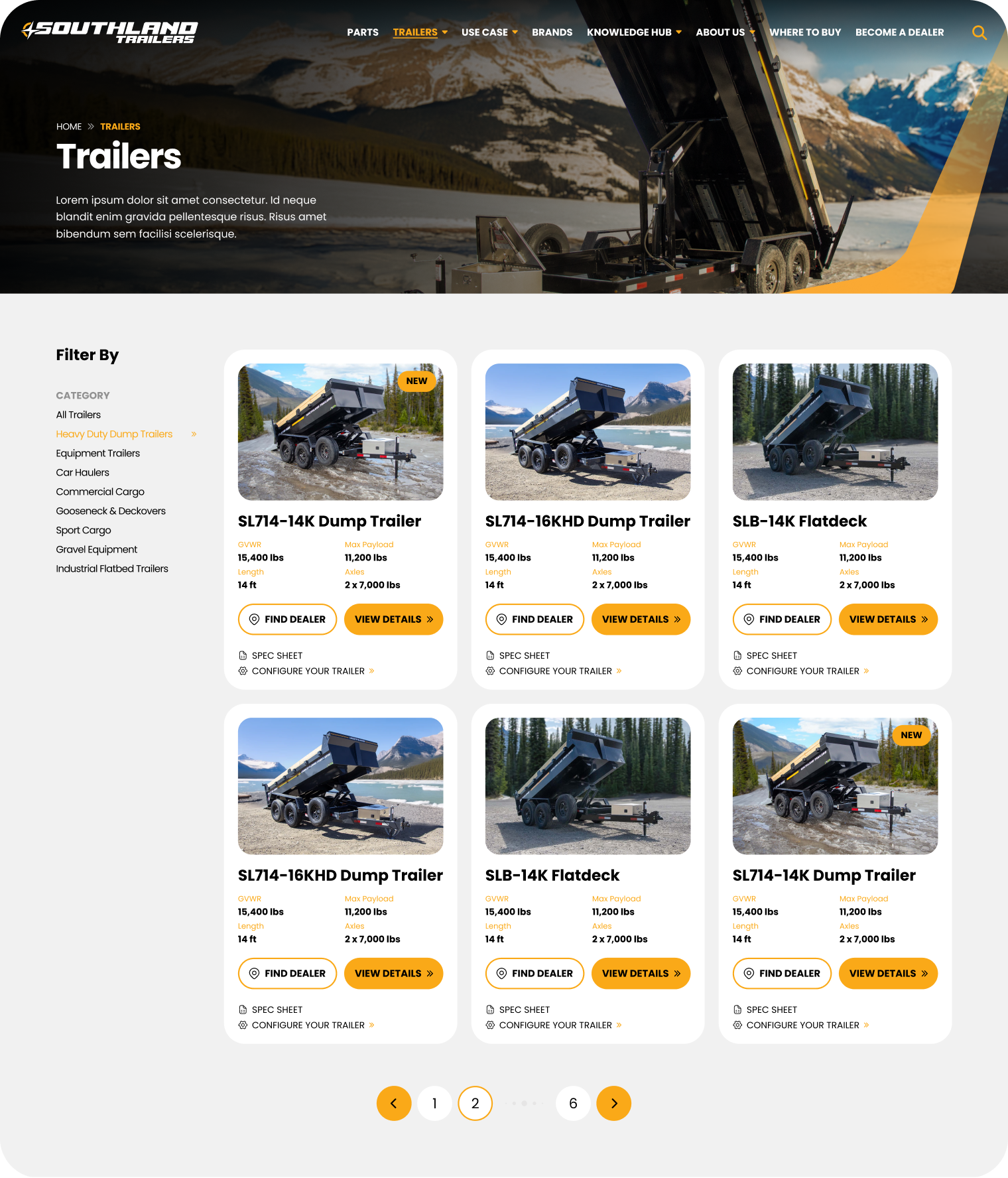 southland trailers product page