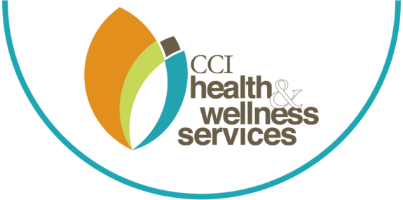 A logo for CCI Health Services includes an orange, lime green, and chocolate brown lotus.