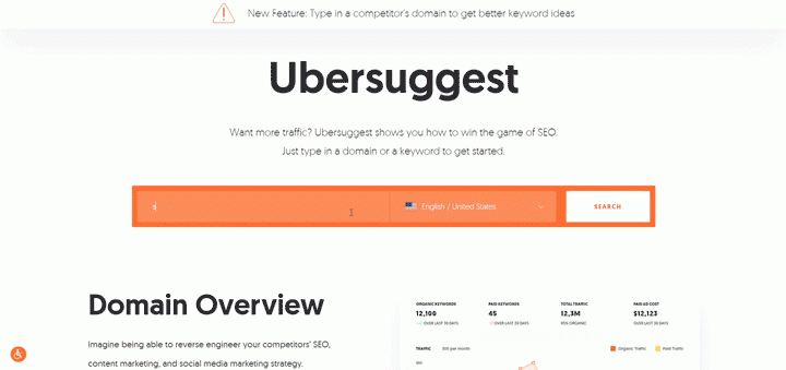 Keyword research with Ubersuggest