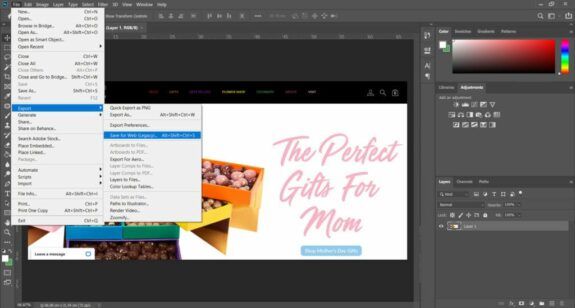 How to save for web with Photoshop