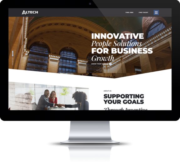 Monitor with redesigned Altech Services homepage.