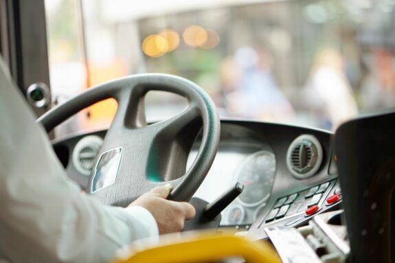 Bus driver at the wheel