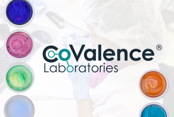 Pink, blue, green, and orange makeup formulated by CoValence Laboratories.