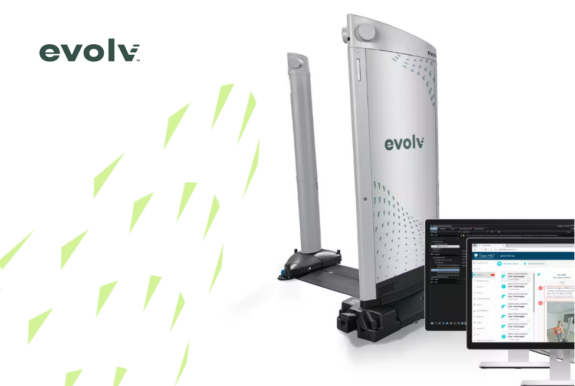 Evolv technology is shown next to the new company website.