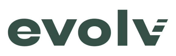 A hunter green logo for evolv.