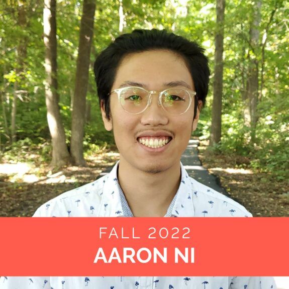 Portrait of Aaron Ni, winner of Lounge Lizard's 2022 Web Design Scholarship