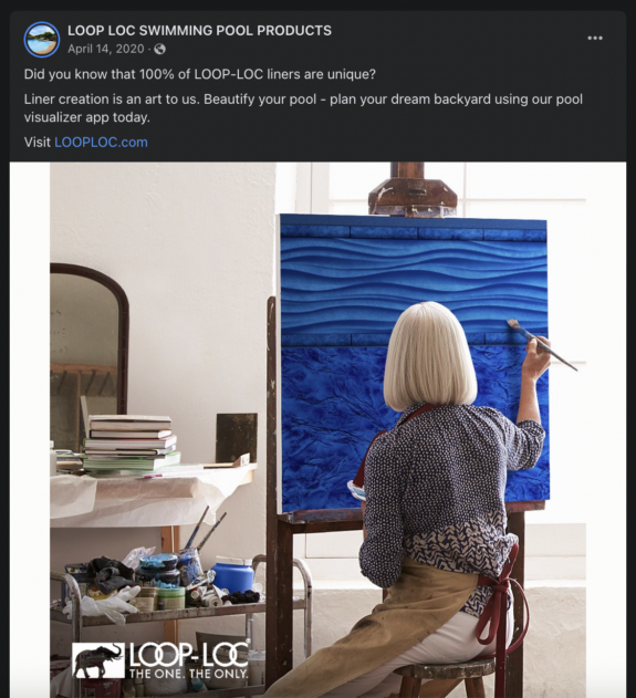 Facebook ad picturing woman painting a pool liner