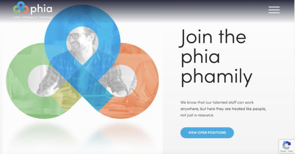 The new website for phia, LLC features 
