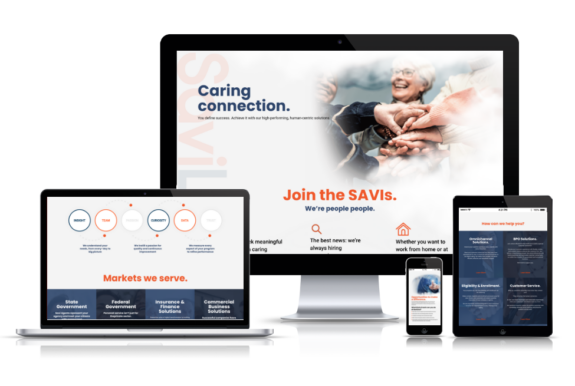SaviLinx website is shown on a laptop, desktop, smartphone, and tablet.