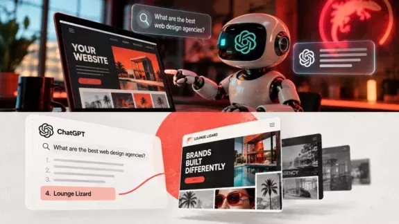 AI assistant recommending Lounge Lizard in a ChatGPT web design agency search